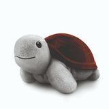 Grijze pluche schildpad projector met glanzende donkerbruine schelp