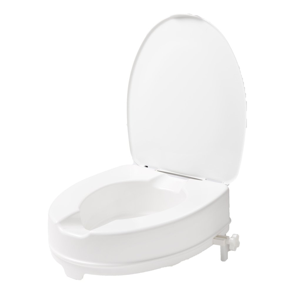 SecuCare witte toiletverhoger met klep en uitsparingen voor hygiëne