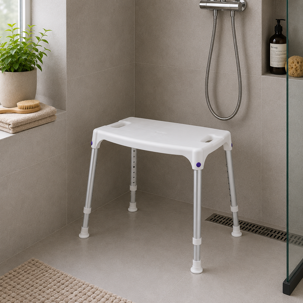 SecuCare Quattro verstelbare douchestoel met antislip zitting en drainage