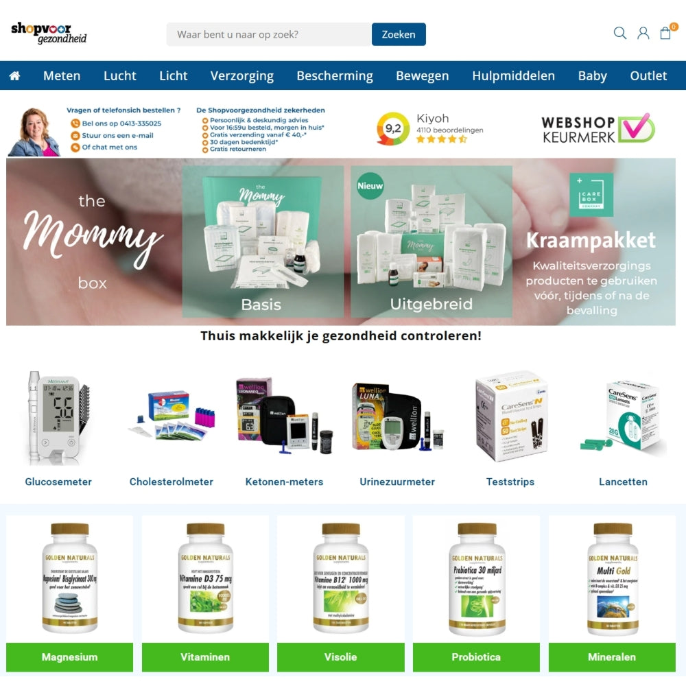 Homepage van de webshop Shopvoorgezondheid