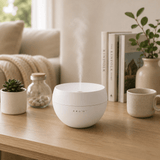 Witte bolvormige Stadler Form Jasmine aroma diffuser met blauwe LED en damp