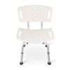 Witte douchestoel met rugleuning van aluminium en PVC met handgrepen