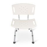 Witte douchestoel met rugleuning van aluminium en PVC met handgrepen