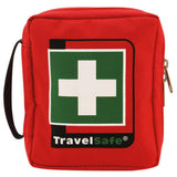 Rode TravelSafe EHBO-tas van polyester met rits en draagband voor reizen