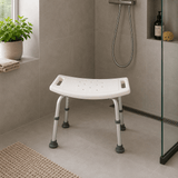 Witte Timago douchekruk met aluminium poten en antislip doppen