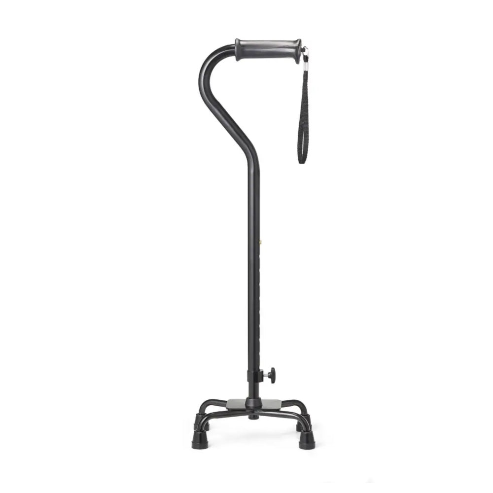 Ergonomisch handvat en polsbandje van zwarte Vitility Quadro wandelstok