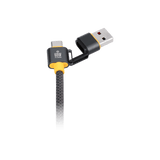Zwarte gevlochten USB-C naar USB-A oplaadkabel met 60W snel opladen