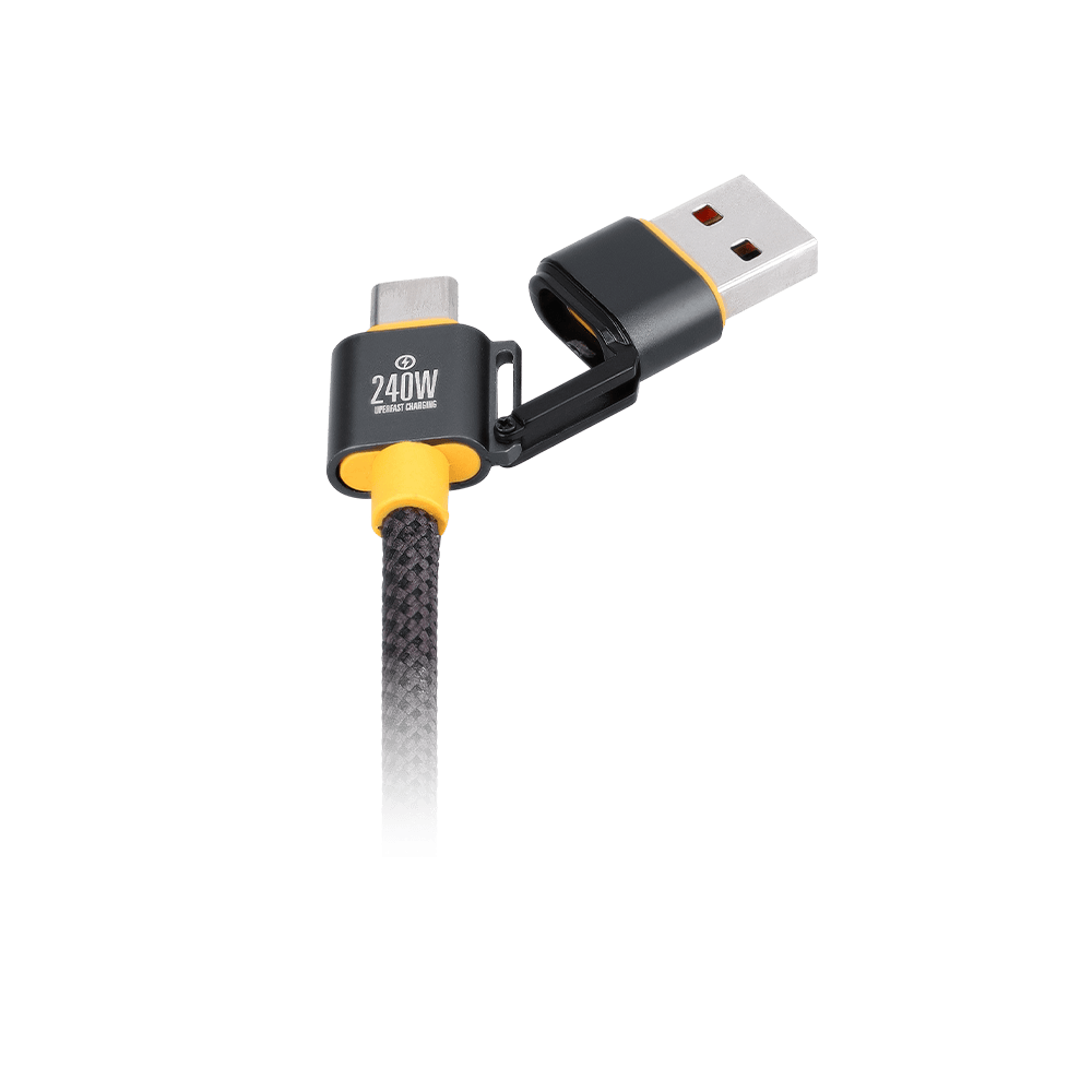 Waka Waka 240W USB-C oplaadkabel met afneembare USB-A adapter zwart gevlochten