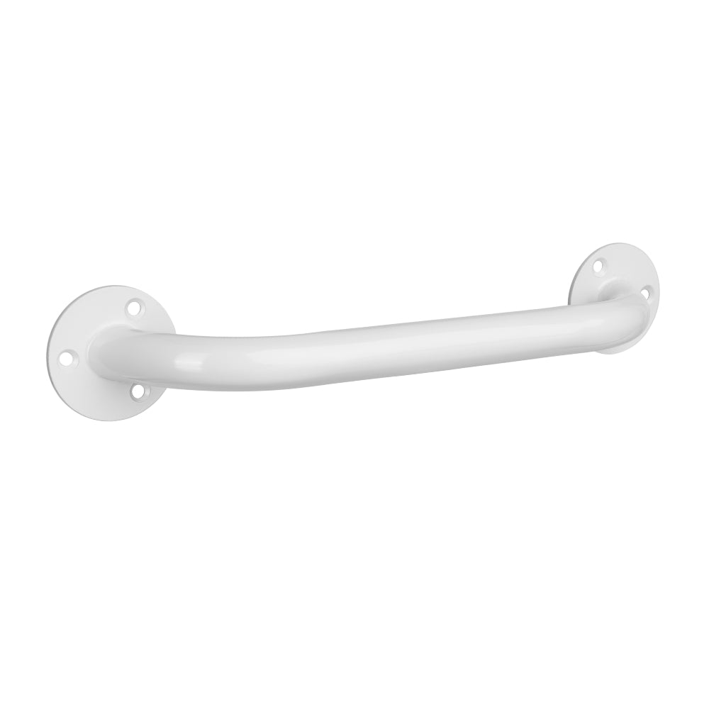 Witte Timago wandbeugel 30 cm met ronde montageschijven op witte achtergrond
