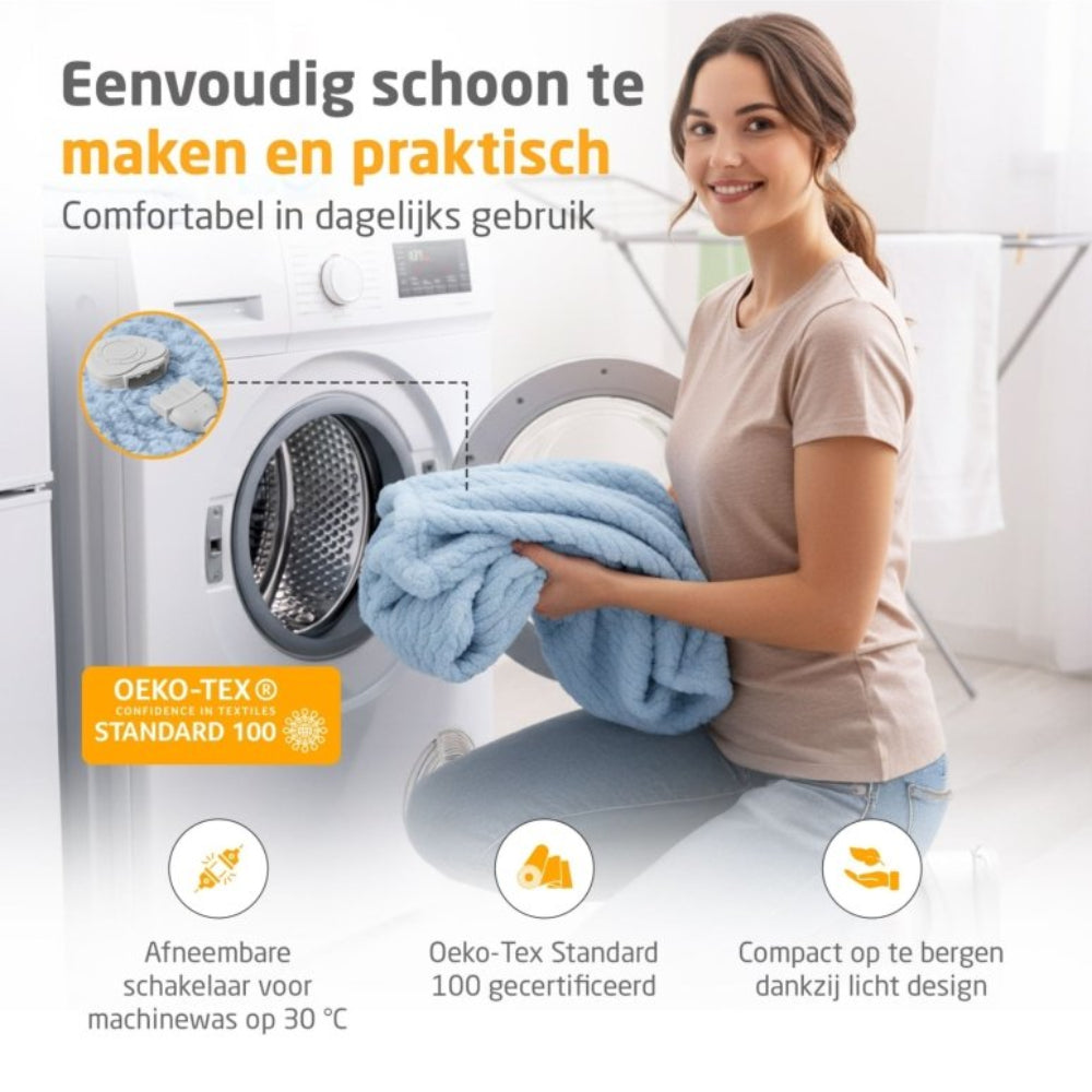 Wasbare Medisana warmtedeken met Oeko-Tex certificaat en afneembaar paneel