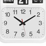 Fysic FK 950 grote analoge wandklok wit met flipkalender en leesbare cijfers