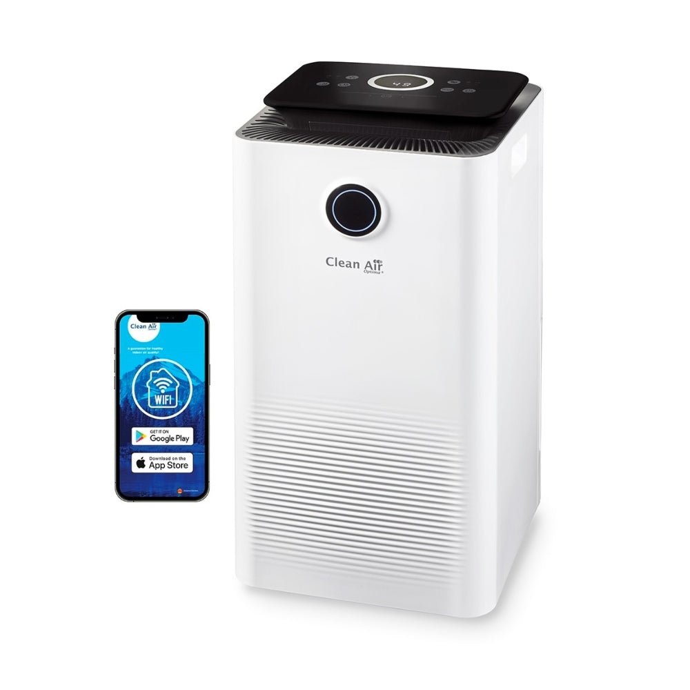 Clean Air Optima luchtontvochtiger met WiFi-app connectie en ronde bedieningsknop