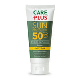 Care Plus zonnebrandlotion SPF50 voor normale en gevoelige huid, waterbestendig met vitamine B & E
