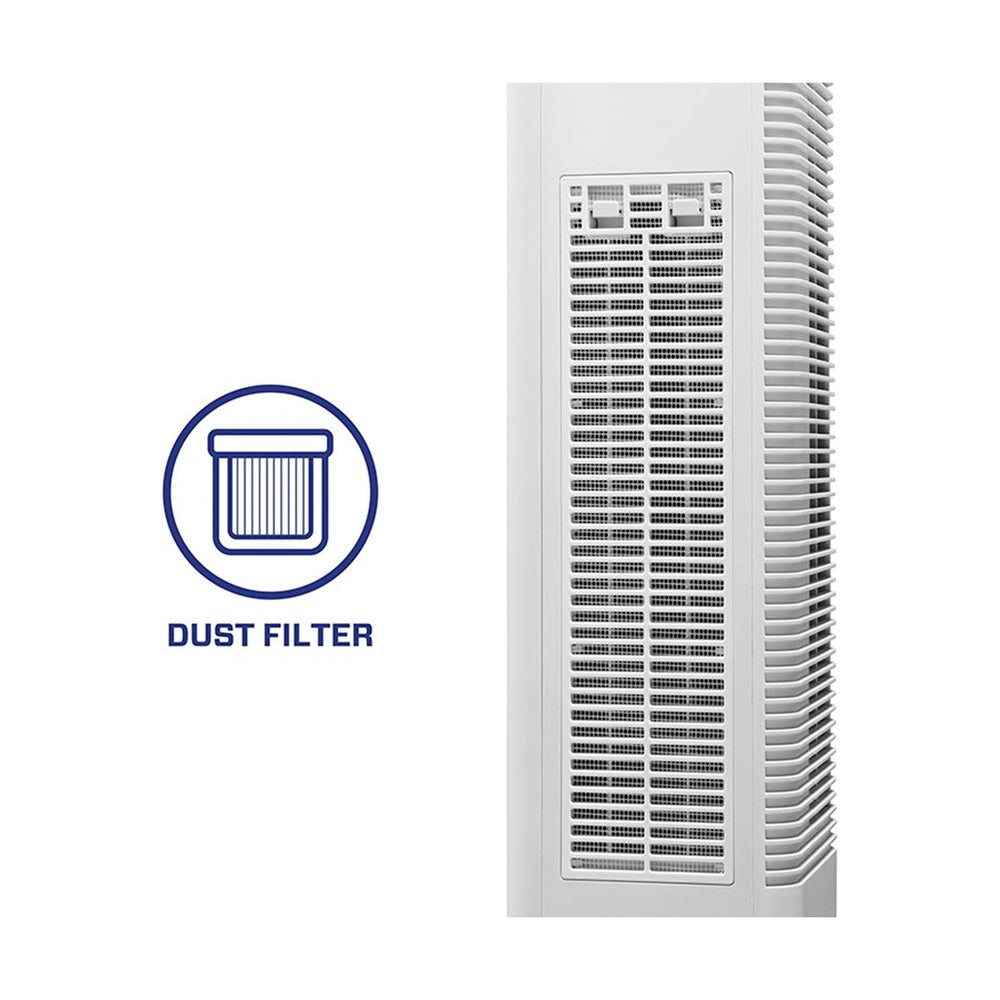 Zijkant Clean Air Optima CA-904 met stoffiltercompartiment en verticale spleten