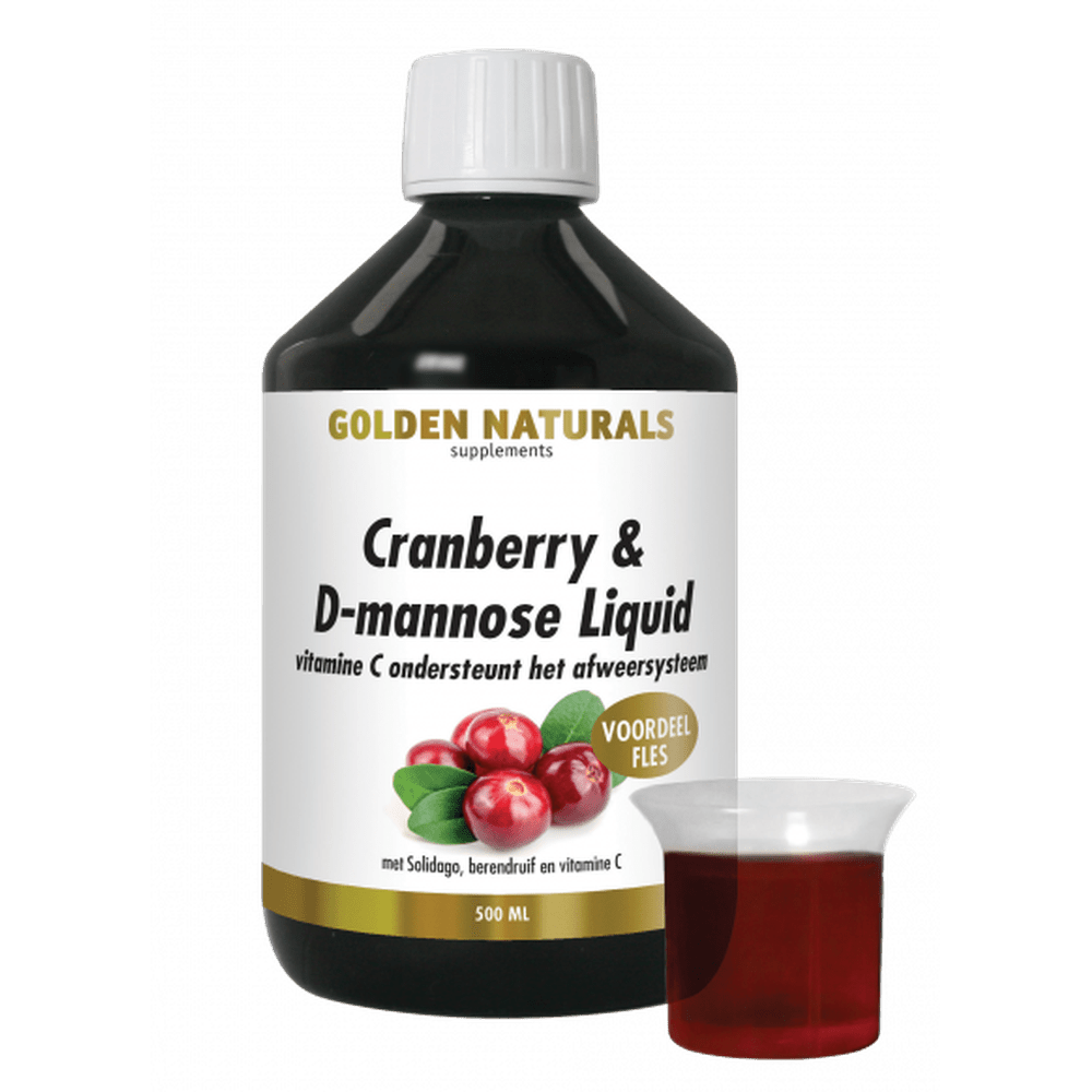 Golden Naturals Cranberry & D-mannose Liquid siroop in fles met glas, 500 ml