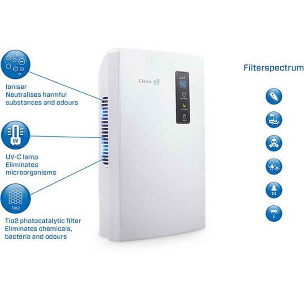 Clean Air Optima CA-703 witte luchtontvochtiger met ionisator en digitale display