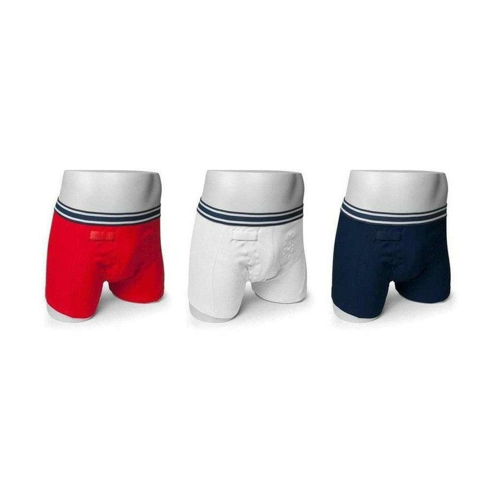 Set Rodger plaswekker boxershorts heren in rood, wit en blauw met sensorzak