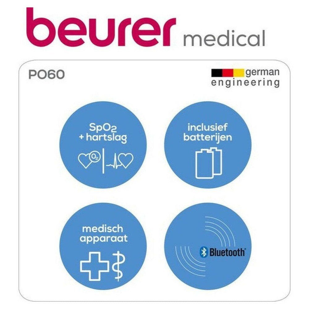 Beurer PO60 medisch apparaat met hartslagmeting en Bluetooth functie