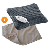 Beurer HK 48 elektrisch warmtekussen grijs met bedieningsunit en beige hoes
