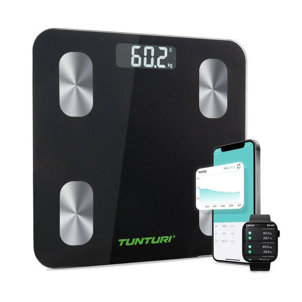 Tunturi SC30 weegschaal met smartwatch en smartphone voor volledige lichaamsanalyse