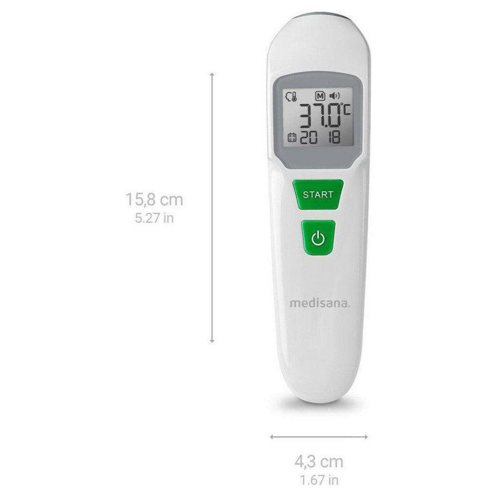 Medisana TM 760 voorzijde met digitaal scherm en groene knoppen