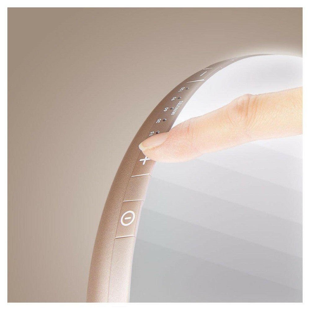 Close-up touchbediening Lanaform Lumino LED lamp met timer en dimfunctie