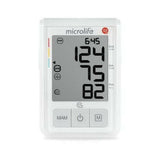 Witte Microlife bovenarmbloeddrukmeter met AFIB-detectie en geheugenfunctie