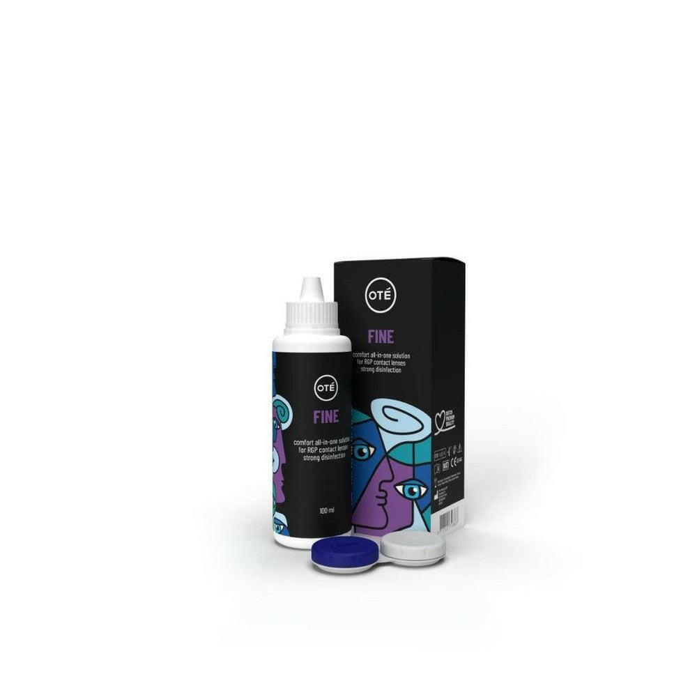 Oté Fine RGP lenzenvloeistof 100ml met blauwe en witte contactlenzenhouder