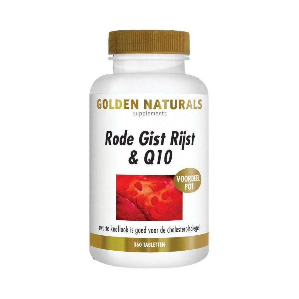 Golden Naturals Rode Gist Rijst & Q10 voordeelverpakking met zwarte knoflook, 360 tabletten