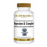 Golden Naturals Magnesium & Crampbark 60 tabletten fles met wit etiket en gouden dop