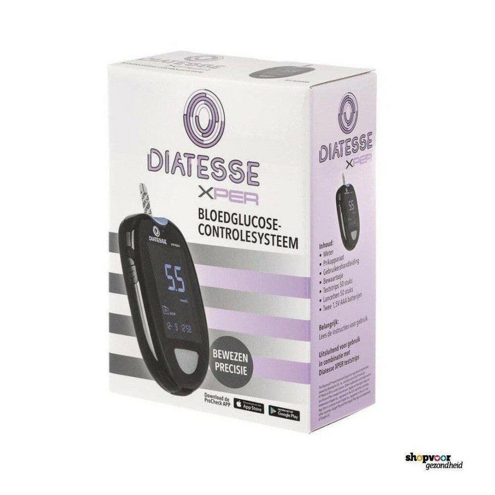 Diatesse XPER verpakking met inhoudsopgave en app-compatibiliteit