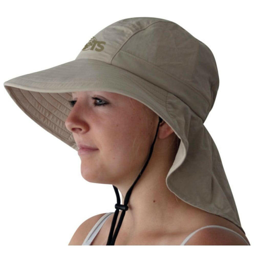 Lichtbeige TravelSafe zonnehoed met nekflap en UPF40+ bescherming