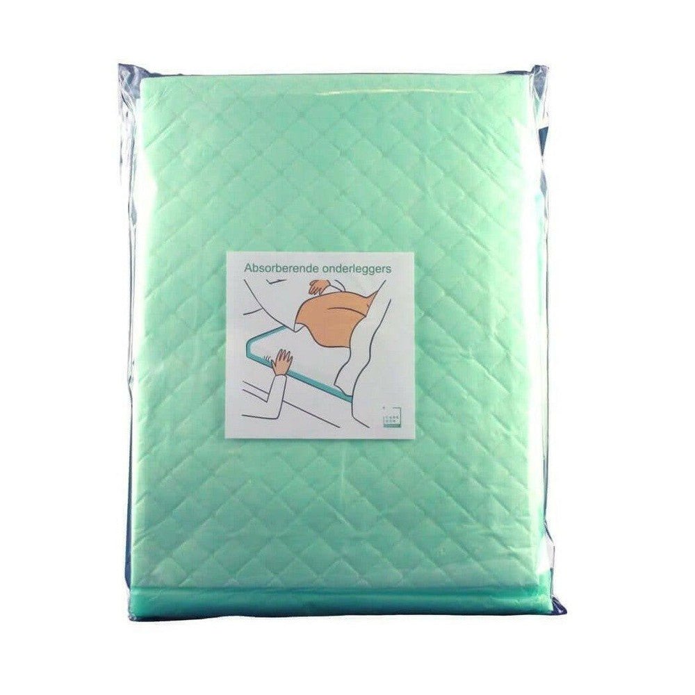 Verpakte set van 4 witte absorberende onderleggers 60x60 cm met lichtgroen detail