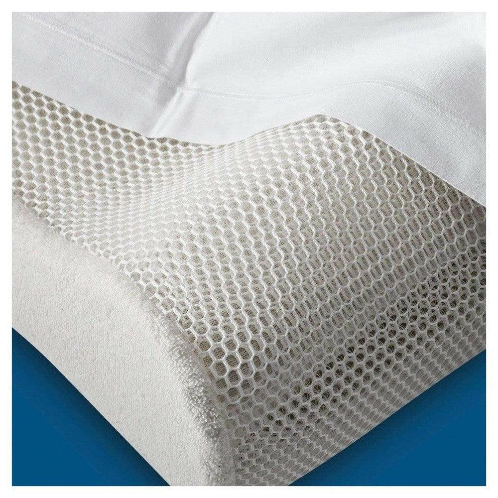Detail hexagonaal meshpatroon van witte AeroSleep kussensloop