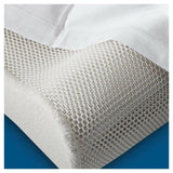 Detail hexagonaal meshpatroon van witte AeroSleep kussensloop