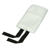 Opgevouwen witte Alecto blusdeken SB-11 met textielstructuur en handvatten