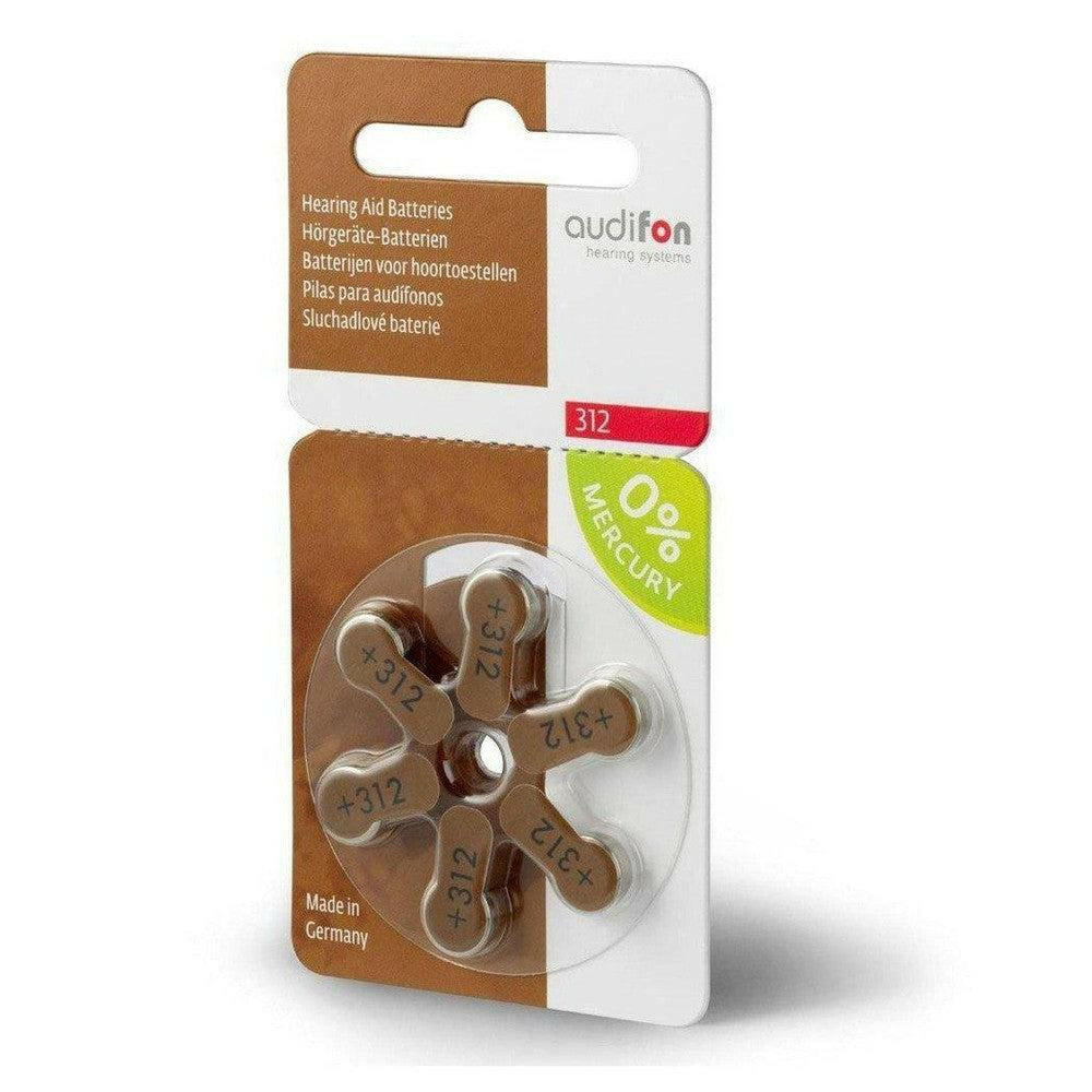 Audifon P312 hoortoestelbatterijen bruin in individuele blisterverpakking met 5 stuks