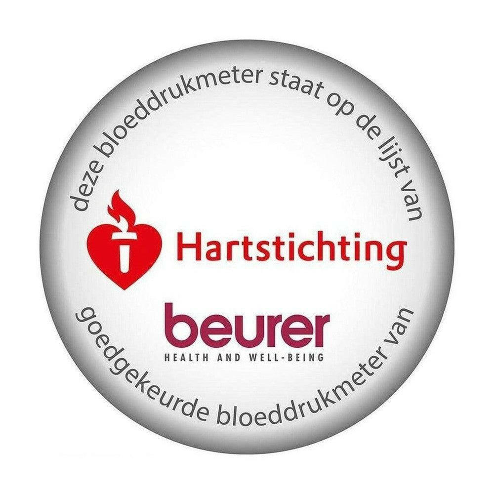 Hartstichting goedgekeurde Beurer BM35 bovenarm bloeddrukmeter sticker