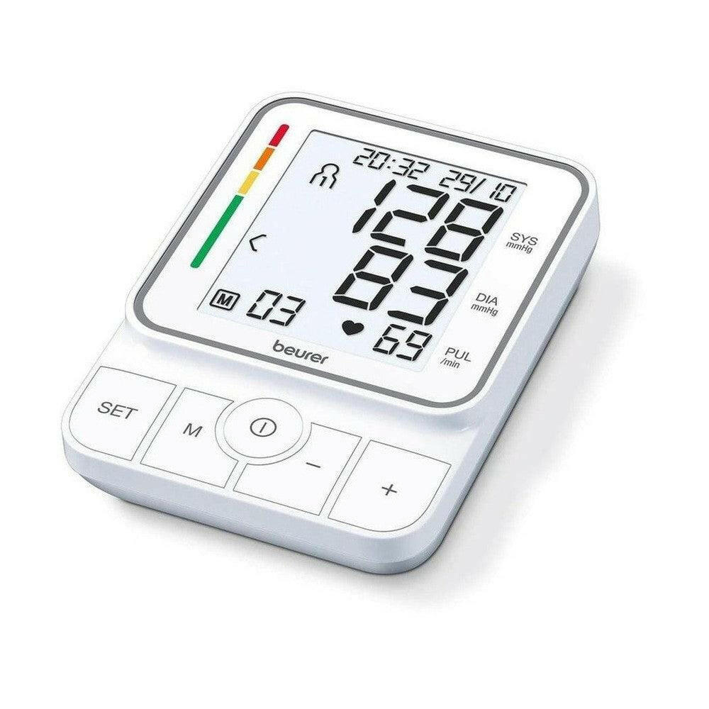 Beurer BM51 volautomatische bloeddrukmeter wit met bedieningsknoppen en display