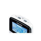 Beurer EM49 TENS-EMS apparaat close-up aansluitpoorten CH1 en CH2 met digitale display