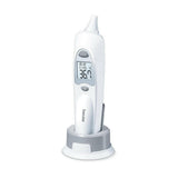 Beurer FT 58 oorthermometer in oplaadstandaard met temperatuurmeting en geheugenfunctie