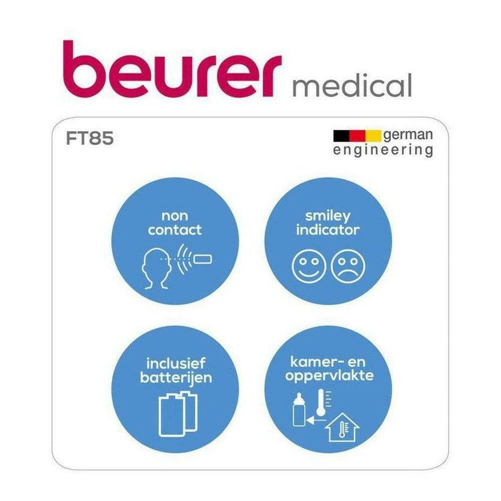 Beurer FT85 verpakking contactloze thermometer met smiley indicator en batterijen