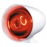 Close-up Beurer IL21 infraroodlamp met gloeiende rode glazen kap