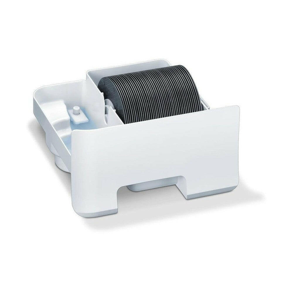 Beurer LR330 luchtreiniger met open filtercompartiment en zwart geribbelde HEPA-filter