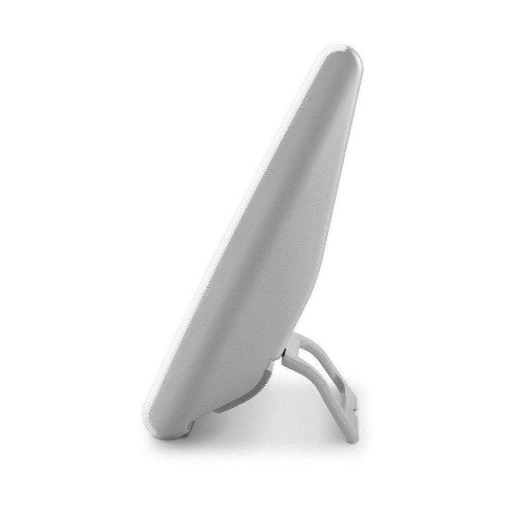 Beurer TL45 zijprofiel van slanke witte daglichtlamp met gebogen voet