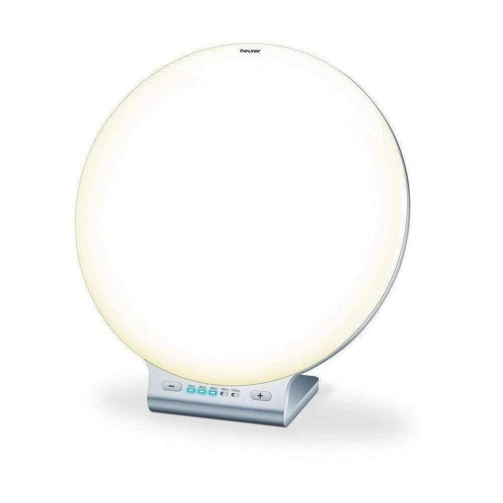 Beurer TL70 daglichtlamp aan met warme gloed en logo