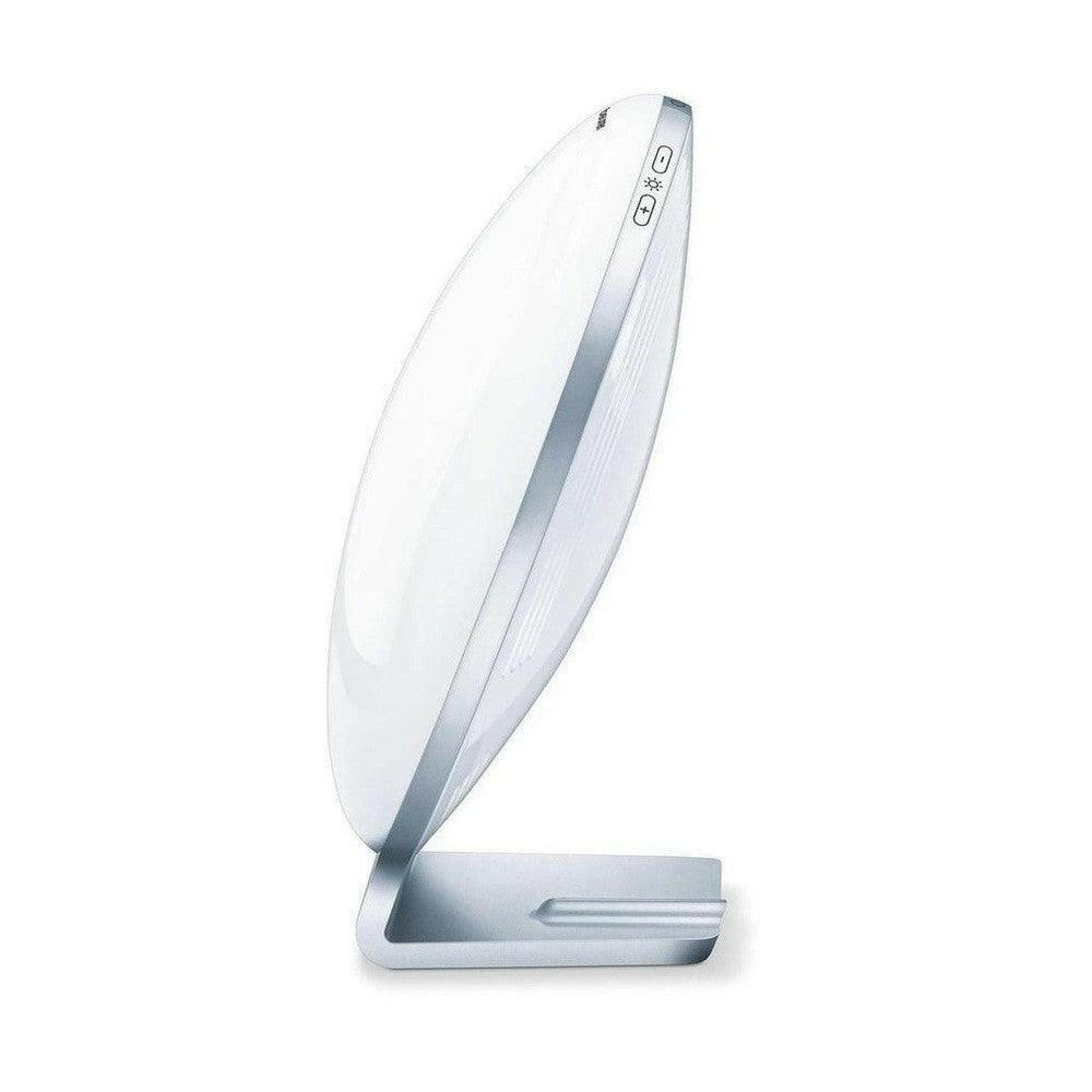 Beurer TL70 daglichtlamp zijprofiel met zilveren voet en dimknoppen