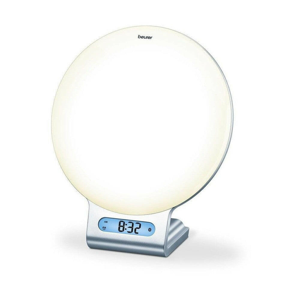 Beurer WL75 ronde witte lichtwekker met zilveren voet en blauw display