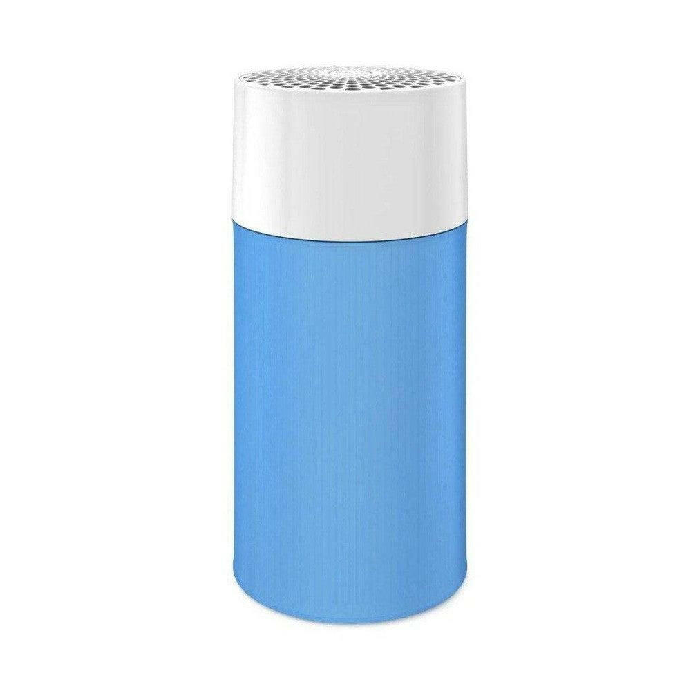 Frontaal beeld van compacte blauw-witte Blueair Blue Pure 411
