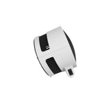 Zijkant witte Boneco F100 ventilator met verticale ribben